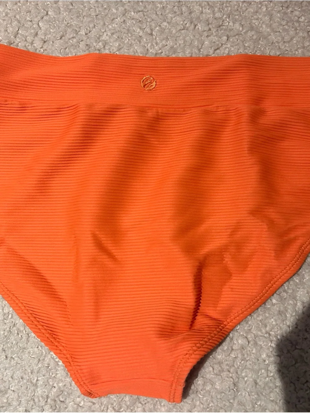 Nami Swimwear Women's Bright Orange Ribbed Bikini Bottom- new!